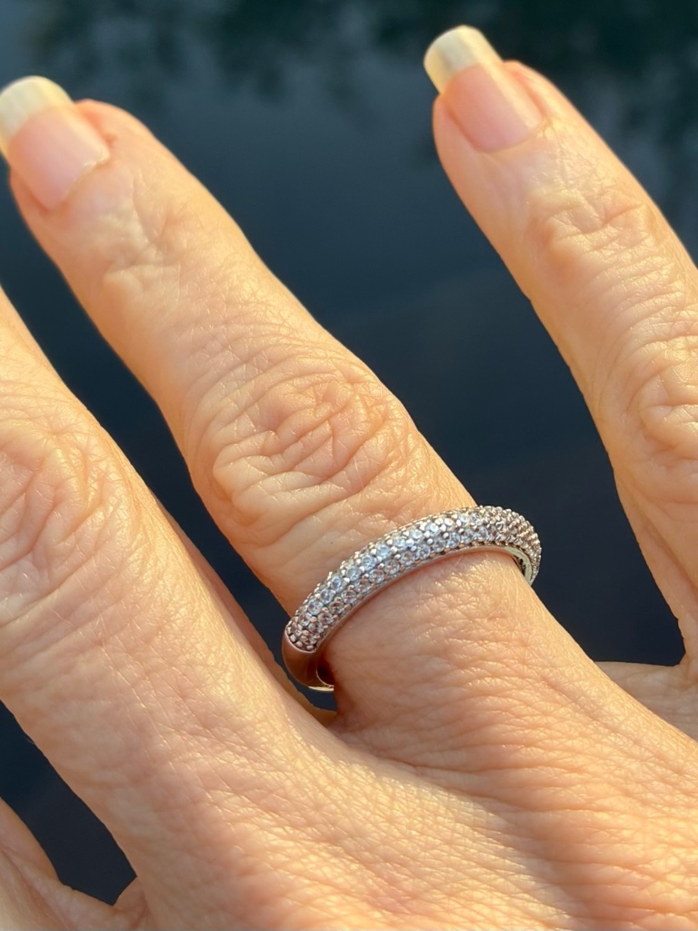 Sterling Silver CZ Band Ring Size 6 Dainty Stackable 925